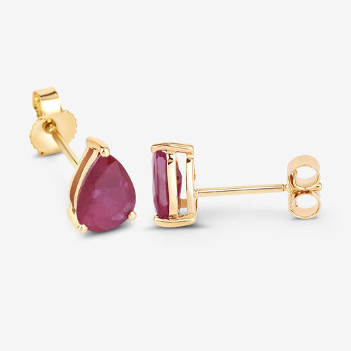 Bids.com 1.60 Carat Genuine Ruby 10K Yellow Gold Earrings Earrings