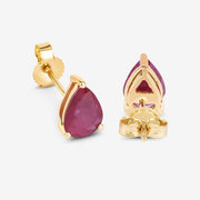 Bids.com 1.60 Carat Genuine Ruby 10K Yellow Gold Earrings Earrings