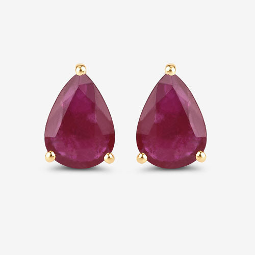 Bids.com 1.60 Carat Genuine Ruby 10K Yellow Gold Earrings Earrings