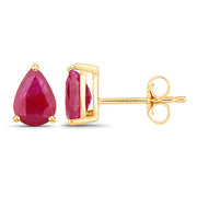 Bids.com 1.60 Carat Genuine Ruby 10K Yellow Gold Earrings Earrings