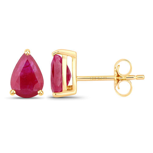 Bids.com 1.60 Carat Genuine Ruby 10K Yellow Gold Earrings Earrings