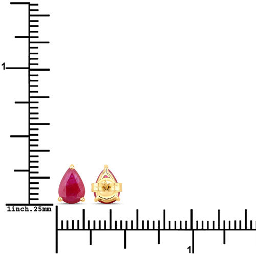 Bids.com 1.60 Carat Genuine Ruby 10K Yellow Gold Earrings Earrings