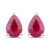 Bids.com 1.60 Carat Genuine Ruby 14K White Gold Earrings Earrings