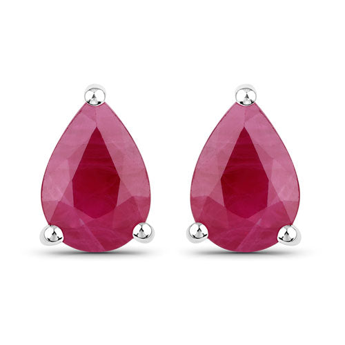 Bids.com 1.60 Carat Genuine Ruby 14K White Gold Earrings Earrings