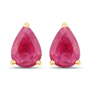 Bids.com 1.60 Carat Genuine Ruby 14K Yellow Gold Earrings Earrings