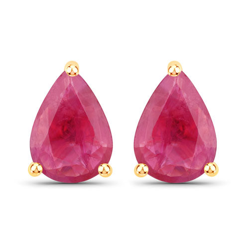 Bids.com 1.60 Carat Genuine Ruby 14K Yellow Gold Earrings Earrings