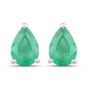 Bids.com 1.30 Carat Genuine Zambian Emerald 10K White Gold Earrings Earrings