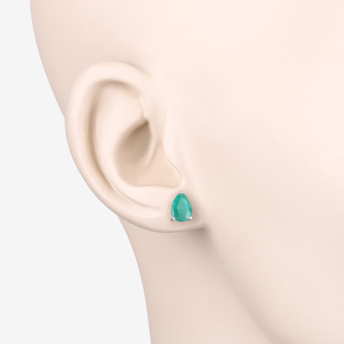 Bids.com 1.30 Carat Genuine Zambian Emerald 10K White Gold Earrings Earrings