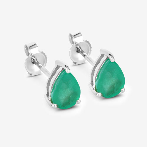 Bids.com 1.30 Carat Genuine Zambian Emerald 10K White Gold Earrings Earrings