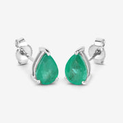 Bids.com 1.30 Carat Genuine Zambian Emerald 10K White Gold Earrings Earrings