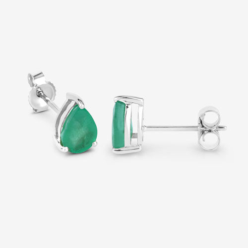 Bids.com 1.30 Carat Genuine Zambian Emerald 10K White Gold Earrings Earrings