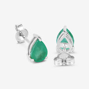 Bids.com 1.30 Carat Genuine Zambian Emerald 10K White Gold Earrings Earrings
