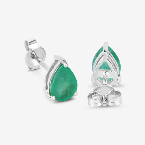 Bids.com 1.30 Carat Genuine Zambian Emerald 10K White Gold Earrings Earrings