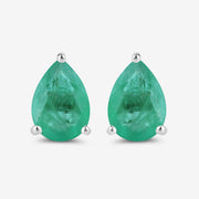 Bids.com 1.30 Carat Genuine Zambian Emerald 10K White Gold Earrings Earrings