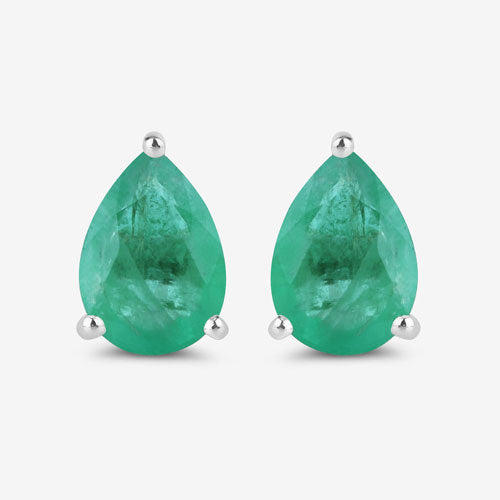 Bids.com 1.30 Carat Genuine Zambian Emerald 10K White Gold Earrings Earrings