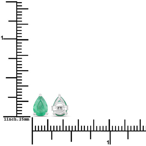 Bids.com 1.30 Carat Genuine Zambian Emerald 10K White Gold Earrings Earrings
