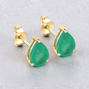 Bids.com 1.30 Carat Genuine Zambian Emerald 10K Yellow Gold Earrings Earrings