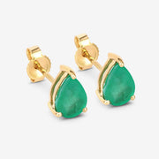 Bids.com 1.30 Carat Genuine Zambian Emerald 10K Yellow Gold Earrings Earrings