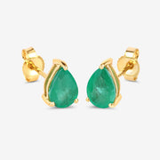 Bids.com 1.30 Carat Genuine Zambian Emerald 10K Yellow Gold Earrings Earrings