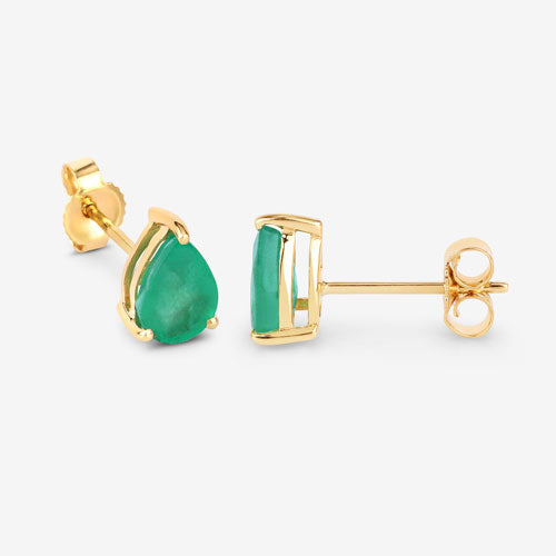 Bids.com 1.30 Carat Genuine Zambian Emerald 10K Yellow Gold Earrings Earrings