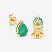 Bids.com 1.30 Carat Genuine Zambian Emerald 10K Yellow Gold Earrings Earrings