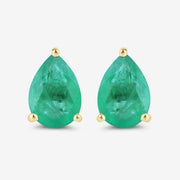 Bids.com 1.30 Carat Genuine Zambian Emerald 10K Yellow Gold Earrings Earrings
