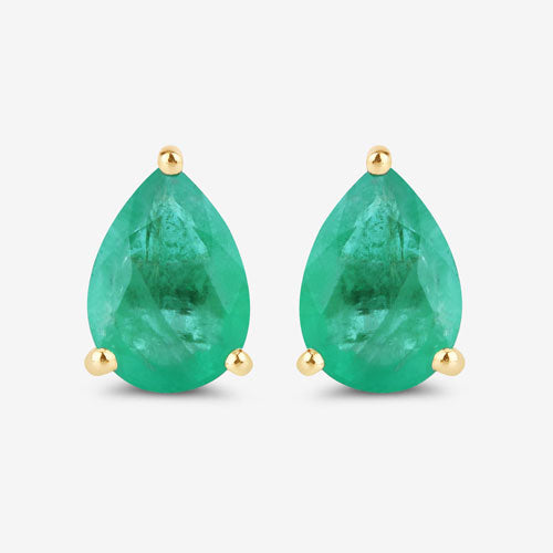 Bids.com 1.30 Carat Genuine Zambian Emerald 10K Yellow Gold Earrings Earrings
