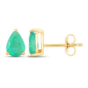 Bids.com 1.30 Carat Genuine Zambian Emerald 10K Yellow Gold Earrings Earrings