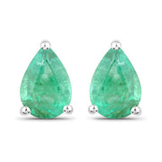 Bids.com 1.30 Carat Genuine Zambian Emerald 14K White Gold Earrings Earrings