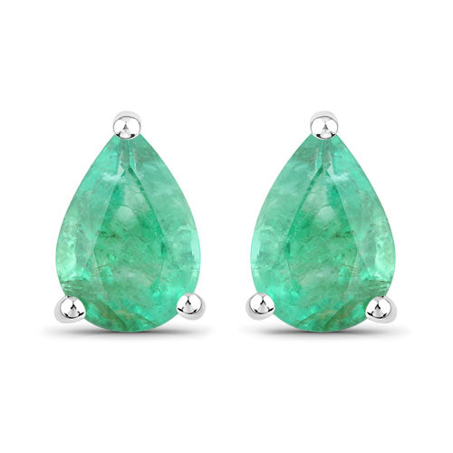 Bids.com 1.30 Carat Genuine Zambian Emerald 14K White Gold Earrings Earrings