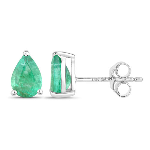 Bids.com 1.30 Carat Genuine Zambian Emerald 14K White Gold Earrings Earrings