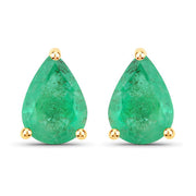 Bids.com 1.30 Carat Genuine Zambian Emerald 14K Yellow Gold Earrings Earrings