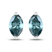Bids.com 0.69 Carat Genuine Blue Diamond 14K White Gold Earrings Earrings