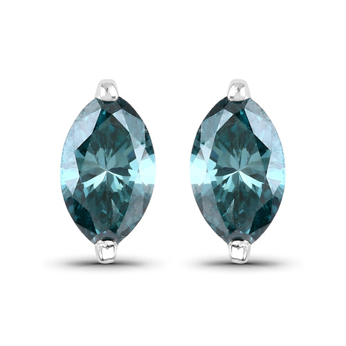 Bids.com 0.69 Carat Genuine Blue Diamond 14K White Gold Earrings Earrings