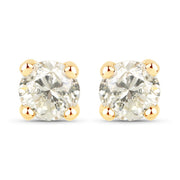 Bids.com 1.01 Carat Genuine LB Diamond 14K Yellow Gold Earrings Earrings