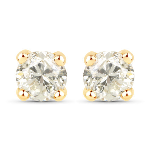 Bids.com 1.01 Carat Genuine LB Diamond 14K Yellow Gold Earrings Earrings