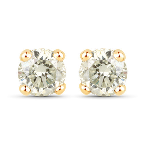 Bids.com 0.86 Carat Genuine LB Diamond 14K Yellow Gold Earrings Earrings