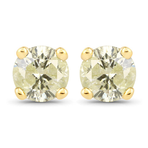 Bids.com 0.95 Carat Genuine LB Diamond 14K Yellow Gold Earrings Earrings