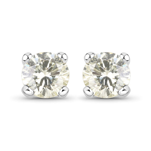 Bids.com 0.71 Carat Genuine White Diamond 14K White Gold Earrings Earrings