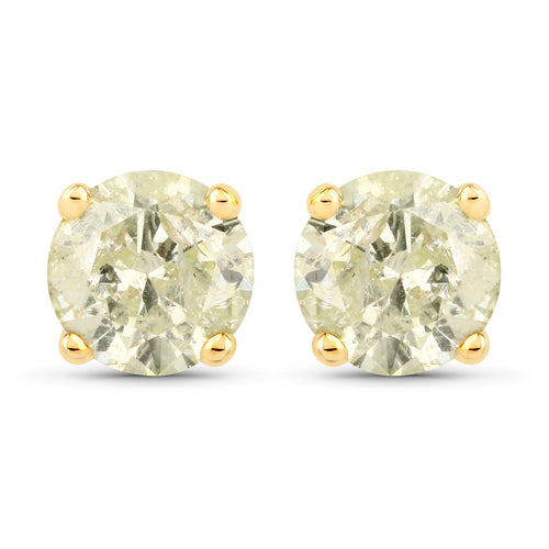 Bids.com 1.12 Carat Genuine LB Diamond 14K Yellow Gold Earrings Earrings