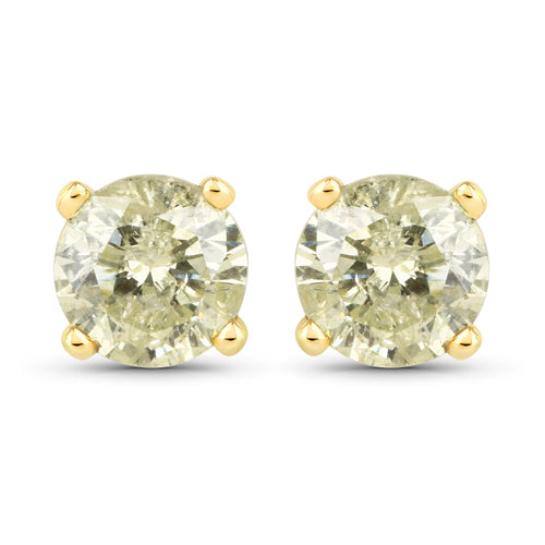 Bids.com 1.15 Carat Genuine LB Diamond 14K Yellow Gold Earrings Earrings