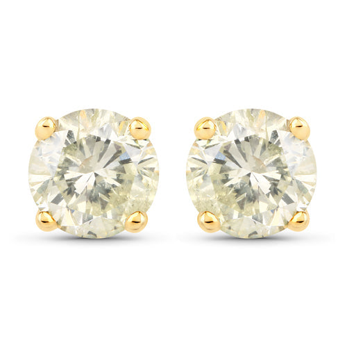 Bids.com 1.24 Carat Genuine LB Diamond 14K Yellow Gold Earrings Earrings