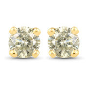 Bids.com 0.92 Carat Genuine LB Diamond 14K Yellow Gold Earrings Earrings