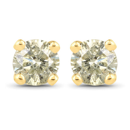 Bids.com 0.92 Carat Genuine LB Diamond 14K Yellow Gold Earrings Earrings