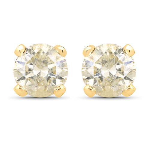 Bids.com 0.98 Carat Genuine LB Diamond 14K Yellow Gold Earrings Earrings