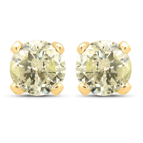 Bids.com 1.02 Carat Genuine LB Diamond 14K Yellow Gold Earrings Earrings
