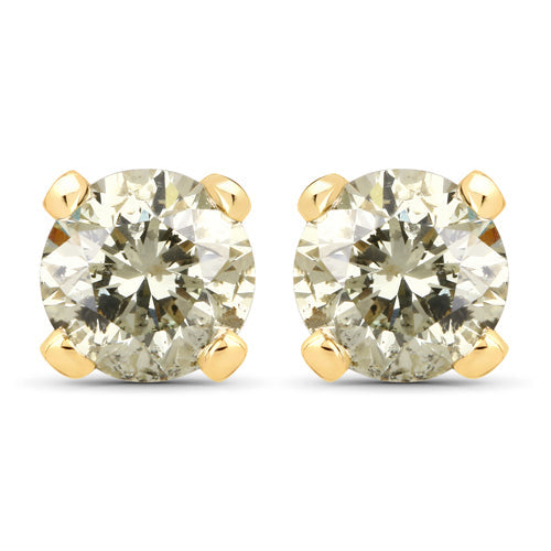 Bids.com 0.98 Carat Genuine LB Diamond 14K Yellow Gold Earrings Earrings