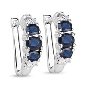 Bids.com 1.66 Carat Genuine Blue Sapphire and White Topaz .925 Sterling Silver Earrings Earrings