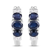 Bids.com 1.66 Carat Genuine Blue Sapphire and White Topaz .925 Sterling Silver Earrings Earrings
