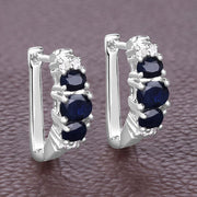 Bids.com 1.66 Carat Genuine Blue Sapphire and White Topaz .925 Sterling Silver Earrings Earrings